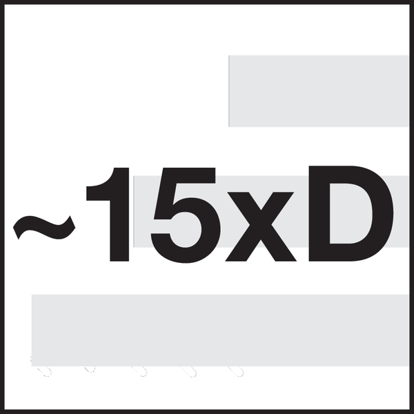 Bewerkingsdiepte: ~15xD