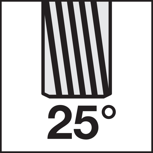 Groef: 25° rechtse spoed